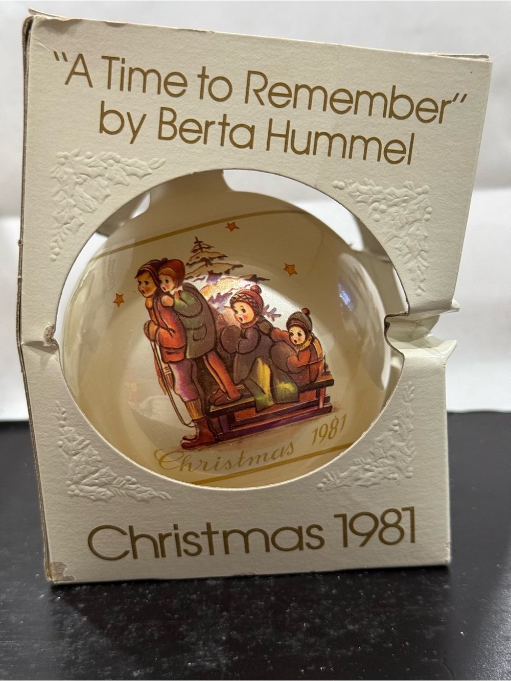 Christmas 1983 Schmid “Angelic Messenger”Inspired By Berta Hummel-Ball Ornament
